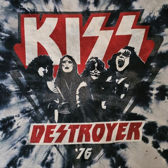 Liquid Blue Men's Kiss Destroyer '76 Tie Dye Rock Band T-Shirt Size 2XL - Picture 3 of 9